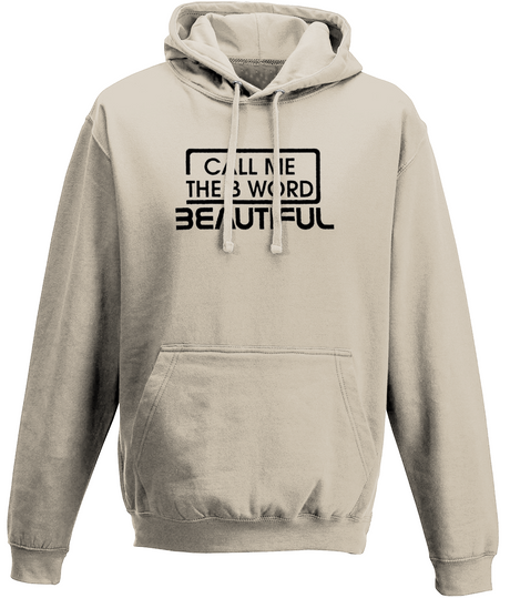 Call Me The B Word Beautiful, Black Logo, Pull On Hoodie, Standard, Classic Fit