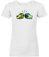 We Run Tings, Jamaica & Bahamas, Dual Parentage, Women's, Organic Ring Spun Cotton T-Shirt, Outline