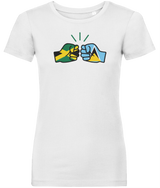 We Run Tings, Jamaica & St. Lucia, Dual Parentage, Women's, Organic Ring Spun Cotton T-Shirt, Outline