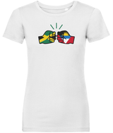 We Run Tings, Jamaica & Antigua, Dual Parentage, Women's, Organic Ring Spun Cotton T-Shirt, Outline