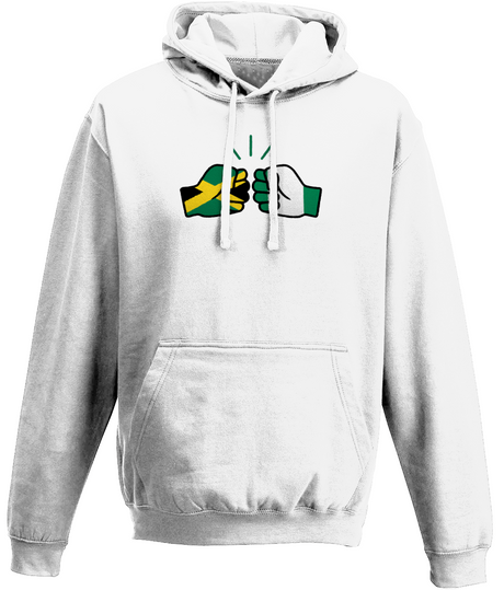 We Run Tings, Jamaica & Nigeria, Dual Parentage, Unisex, Pull On Hoodie, Standard, Classic Fit, Green Stripe & Outline