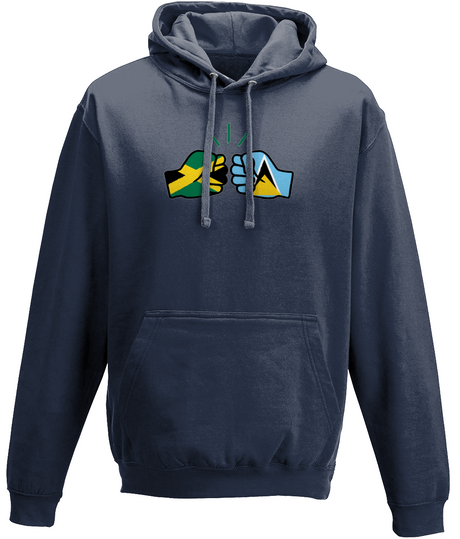 We Run Tings, Jamaica & St. Lucia, Dual Parentage, Unisex, Pull On Hoodie, Standard, Classic Fit, Green Stripe & Outline