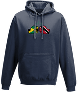 We Run Tings, Jamaica & Trinidad & Tobago, Dual Parentage, Unisex, Pull On Hoodie, Standard, Classic Fit, Green Stripe & Outline