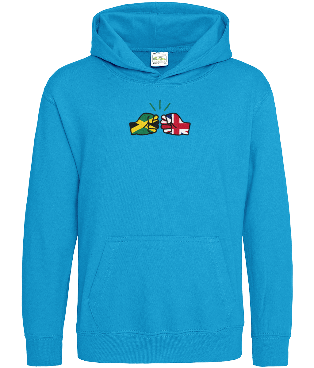 We Run Tings, Jamaica & United Kingdom, Dual Parentage, Boys, Girls, Toddler, Pull On Hoodie, Green Stripe & Outline