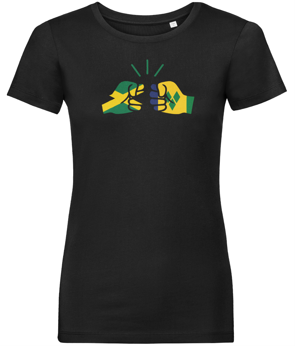 We Run Tings, Jamaica & St. Vincent, Dual Parentage, Women's, Organic Ring Spun Cotton T-Shirt, Outline