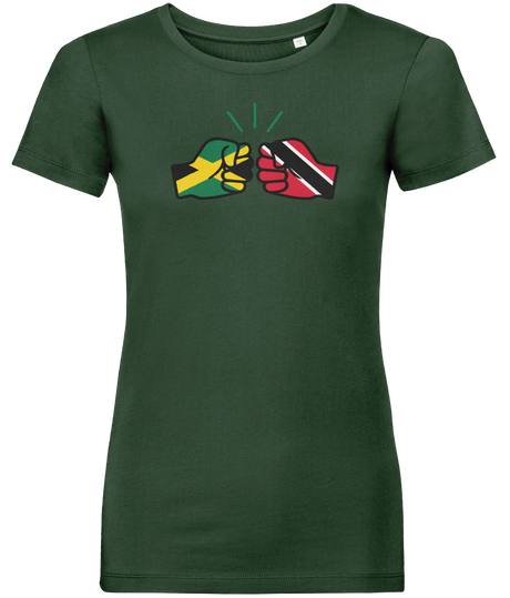 We Run Tings, Jamaica & Trinidad & Tobago, Dual Parentage, Women's, Organic Ring Spun Cotton T-Shirt, Outline