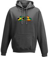 We Run Tings, Jamaica & Grenada, Dual Parentage, Unisex, Pull On Hoodie, Standard, Classic Fit, Green Stripe & Outline