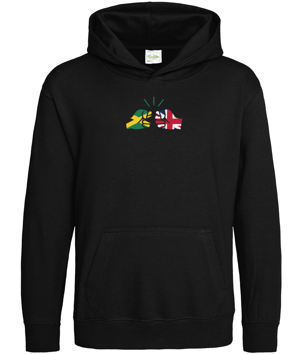 We Run Tings, Jamaica & United Kingdom, Dual Parentage, Boys, Girls, Toddler, Pull On Hoodie, Green Stripe & Outline