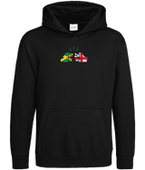 We Run Tings, Jamaica & United Kingdom, Dual Parentage, Boys, Girls, Toddler, Pull On Hoodie, Green Stripe & Outline