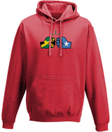 We Run Tings, Jamaica & Somalia, Dual Parentage, Unisex, Pull On Hoodie, Standard, Classic Fit, Green Stripe & Outline