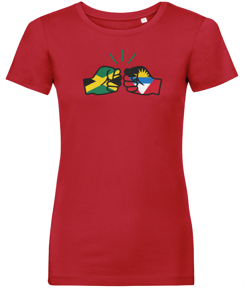 We Run Tings, Jamaica & Antigua, Dual Parentage, Women's, Organic Ring Spun Cotton T-Shirt, Outline