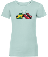 We Run Tings, Jamaica & Trinidad & Tobago, Dual Parentage, Women's, Organic Ring Spun Cotton T-Shirt, Outline