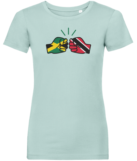 We Run Tings, Jamaica & Trinidad & Tobago, Dual Parentage, Women's, Organic Ring Spun Cotton T-Shirt, Outline