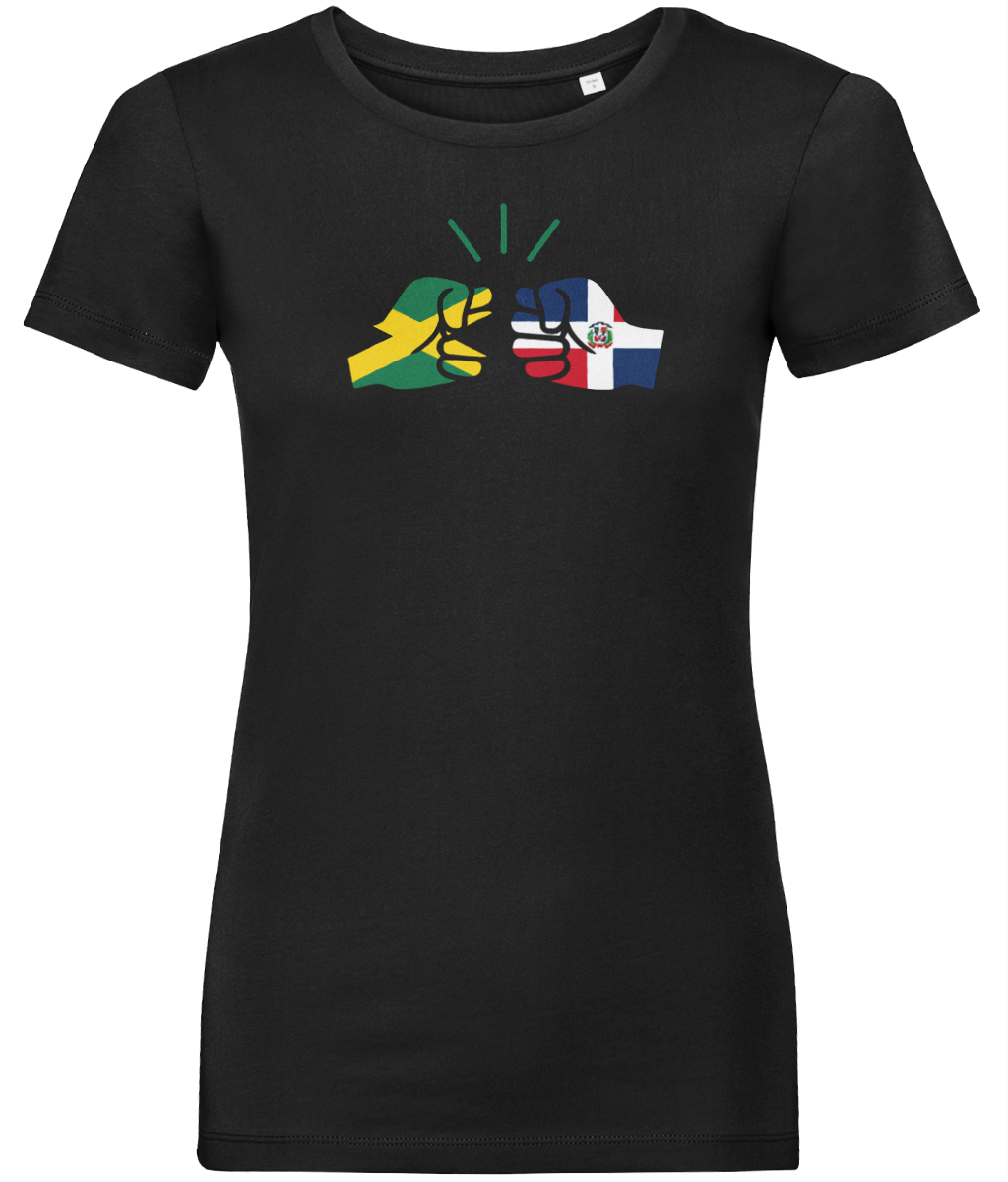 We Run Tings, Jamaica & Dominican Republic, Dual Parentage, Women's, Organic Ring Spun Cotton T-Shirt, Outline