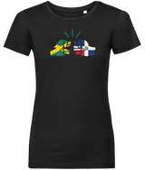 We Run Tings, Jamaica & Dominican Republic, Dual Parentage, Women's, Organic Ring Spun Cotton T-Shirt, Outline