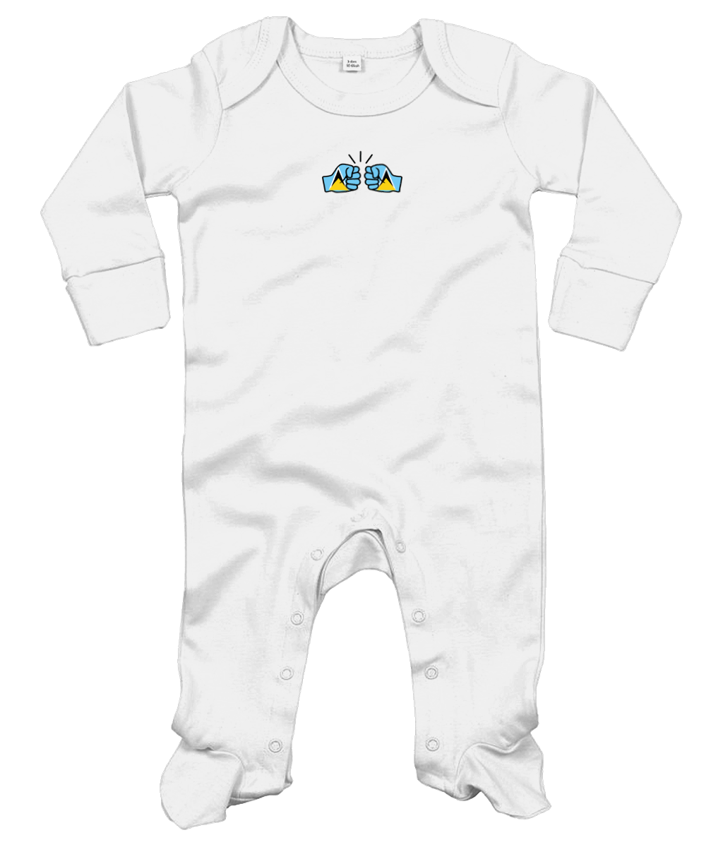 We Run Tings, St. Lucia, Baby Organic Cotton Unisex Long Sleeve Sleepsuit/Bodysuit/Babygrow, 0-12mths