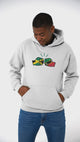 We Run Tings, Jamaica & St. Kitts, Dual Parentage, Unisex, Pull On Hoodie, Standard, Classic Fit, Green Stripe & Outline