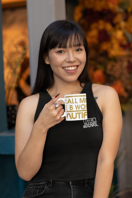 Call Me The B Word Beautiful, Women's, Organic Cotton, Crop Vest Top, Small White Left Chest Logo