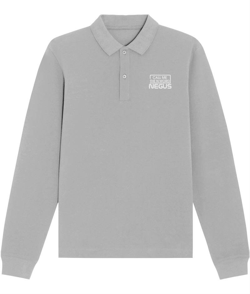 Call Me The N Word Negus, Long Sleeve Cotton Polo Shirt, White Logo, Various Colours