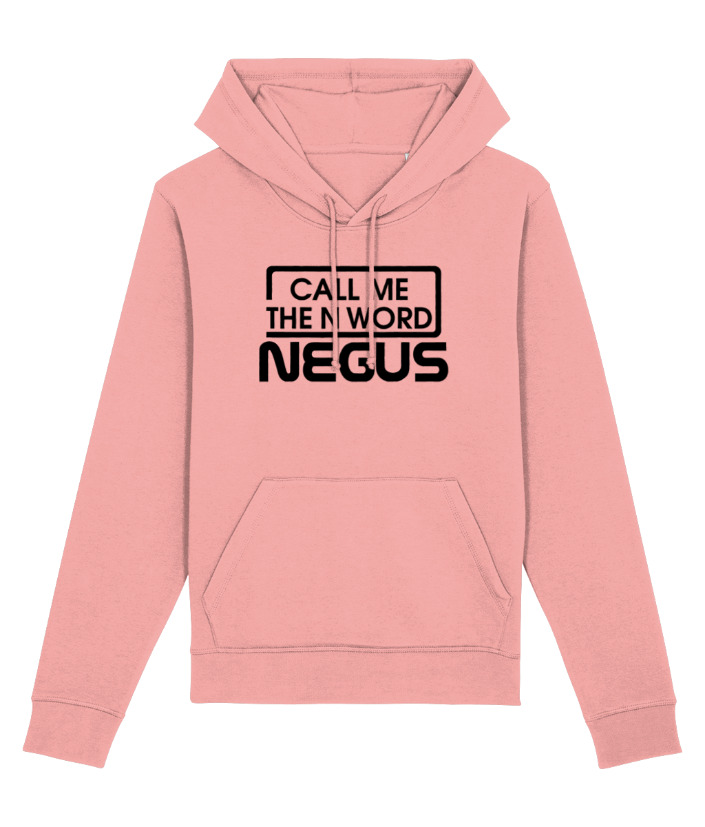 Call Me The N Word Negus Organic Ring-Spun Combed Cotton Hoodie, Black Logo, Various Colours