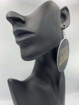 Call Me The B Word Beautiful, Flat Round Disc Earrings, Gold Logo