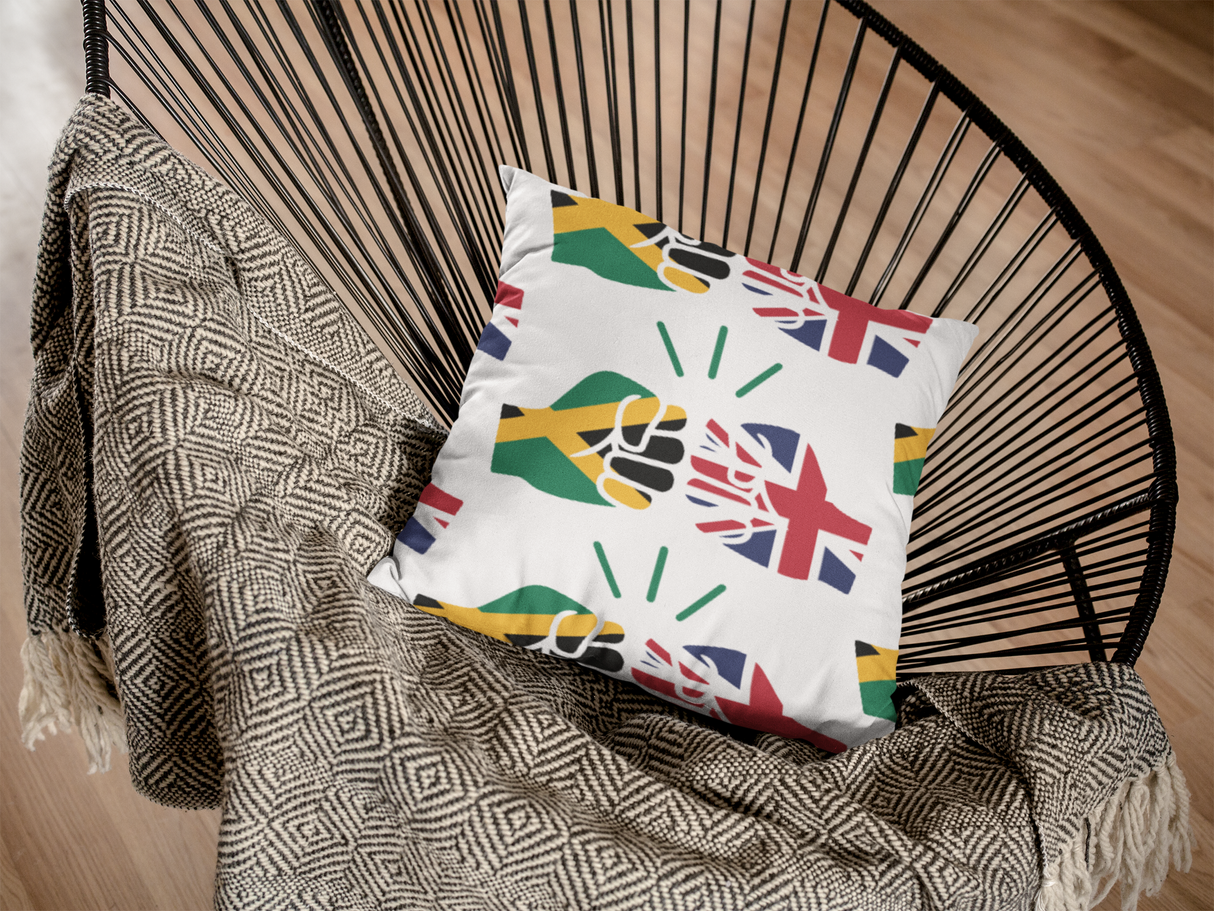 We Run Tings, Jamaica & United Kingdom, Dual Parentage, Throw, Pillow, Cushion, White, 40 x 40cm