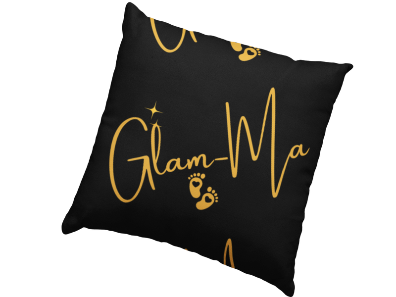 Glam-Ma, Throw, Pillow, Square Cushion, Black, 40 x 40cm