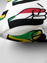 We Run Tings, Jamaica & Sudan, Dual Parentage, Throw, Pillow, Cushion, White, 40 x 40cm