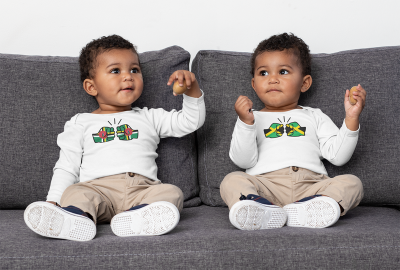 We Run Tings, Jamaica, Baby Organic Cotton Unisex Long Sleeve Sleepsuit/Bodysuit/Babygrow, 0-12mths