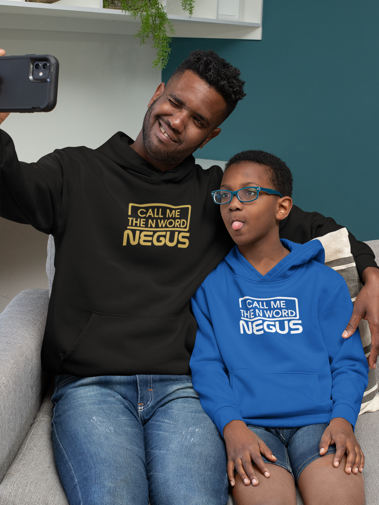 Call Me The N Word Negus Organic Ring-Spun Combed Cotton Hoodie, White Logo, Various Colours