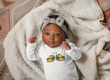 We Run Tings, Grenada, Baby Organic Cotton Unisex Long Sleeve Sleepsuit/Bodysuit/Babygrow, 0-12mths