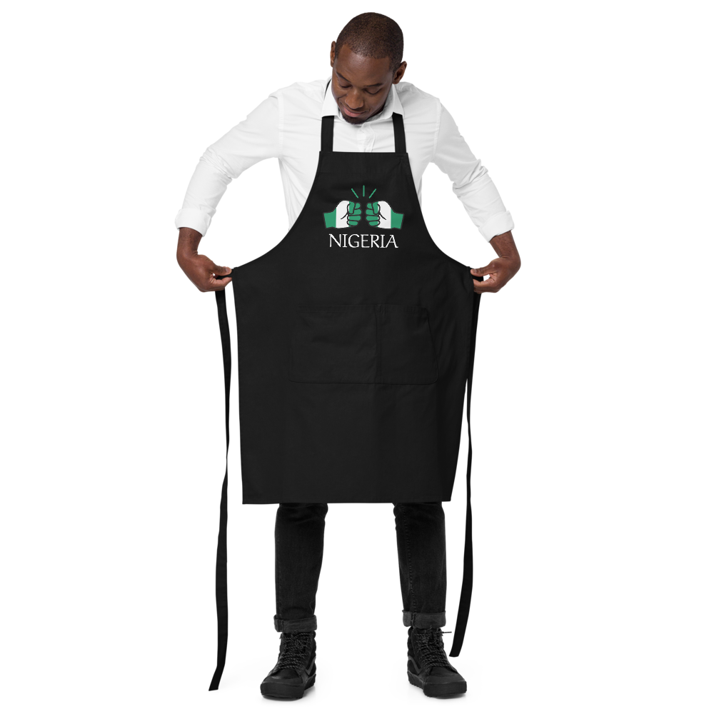 We Run Tings, Nigeria, Black, Organic Cotton Apron, One Size