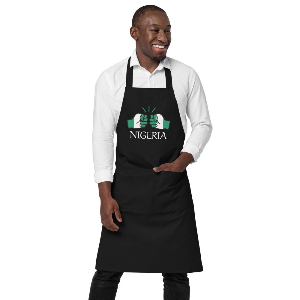 We Run Tings, Nigeria, Black, Organic Cotton Apron, One Size