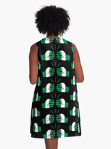 We Run Tings, Nigeria, A-Line Flowy, All Over Print, Black Dress